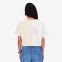Upcycling t-shirt crop femme manches courtes POSTCARD & WARNING VERSION 1