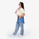 Upcycling t-shirt crop femme manches courtes POSTCARD & WARNING VERSION 1