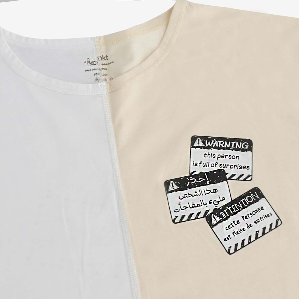 Upcycling t-shirt crop femme manches courtes POSTCARD & WARNING VERSION 1