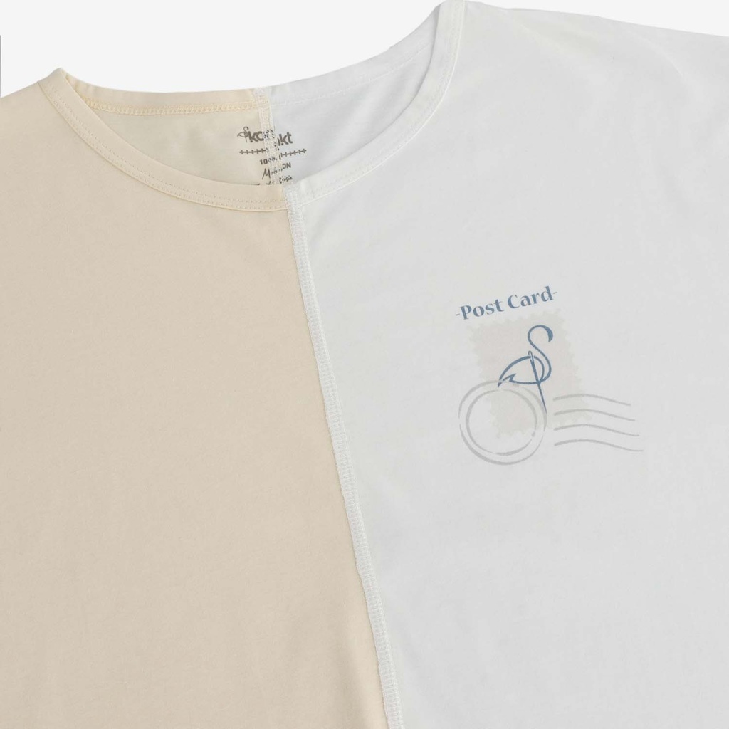 Upcycling t-shirt crop femme manches courtes POSTCARD & WARNING VERSION 2