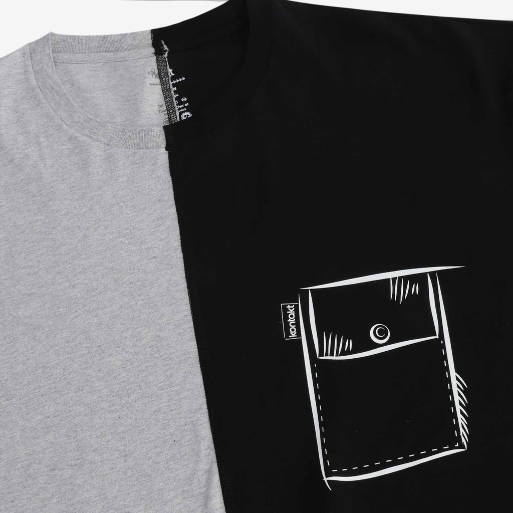 Upcycling t-shirt oversized homme manches courtes CROQUIS POCHE & الري VERSION 1