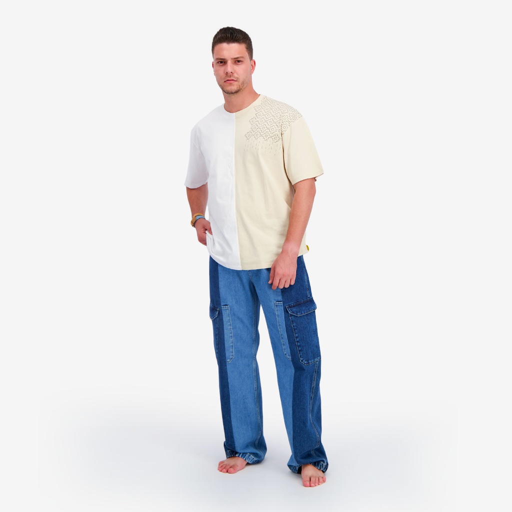 Upcycling t-shirt oversized homme manches courtes MARGOUM & LOSANGE VERSION 1