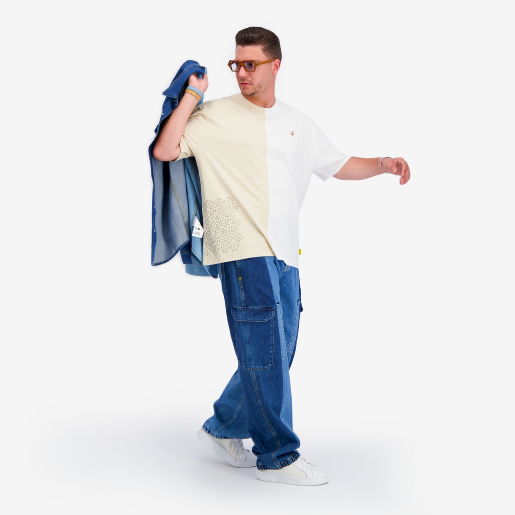 Upcycling t-shirt oversized homme manches courtes MARGOUM & LOSANGE VERSION 2
