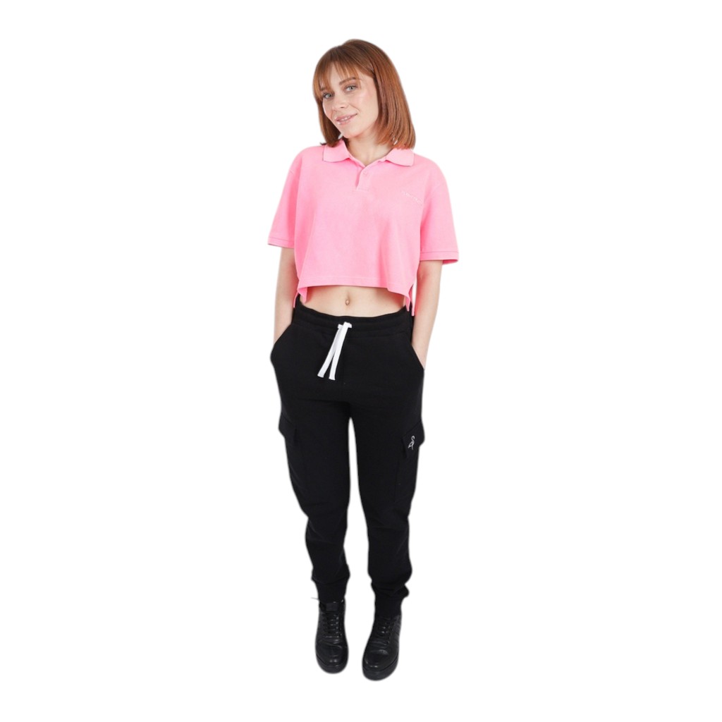 Polo crop femme