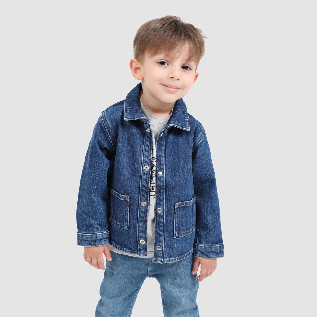 Surchemise bébé avec poches plaquées en jeans