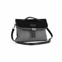 Pochette avec bandouliere en jeans et cuir