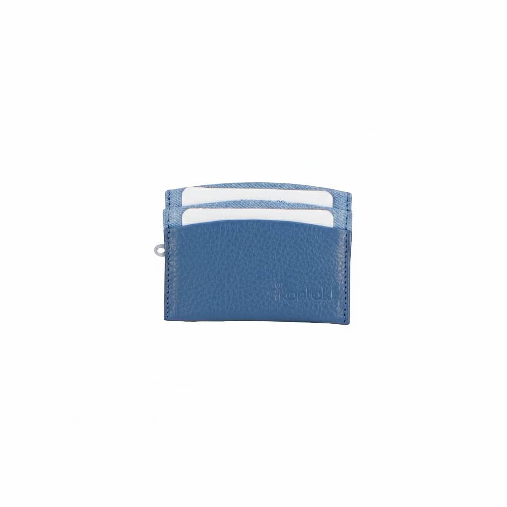 Porte carte en jeans et cuir