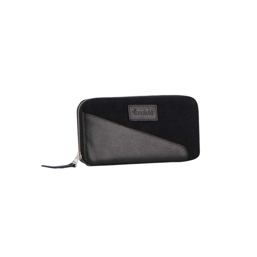 Porte feuille en jeans et cuir
