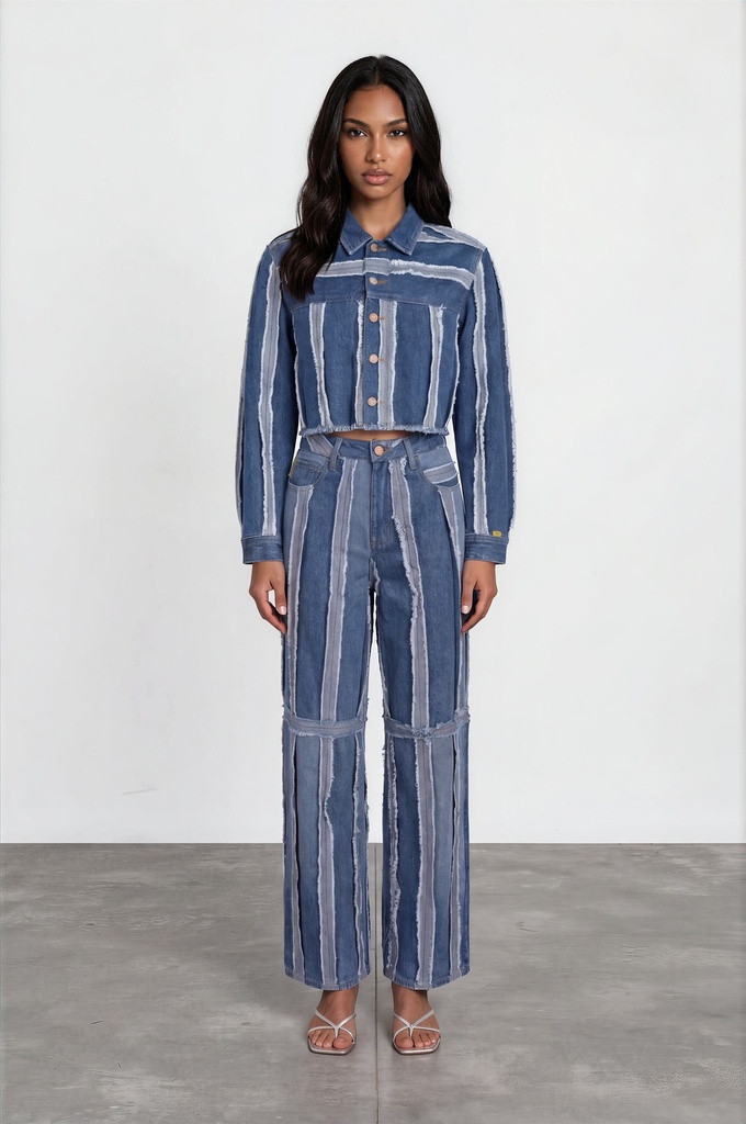 Veste bi-couleurs oversized unisexe en jeans UPCYCLING METHODS - Tunis Fashion Week