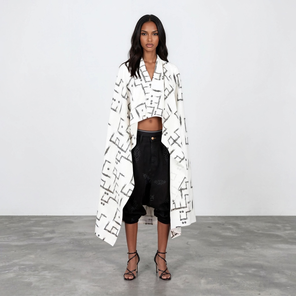 Safseri unisexe en jeans IMPRIME  كون كيما انتي  HEAVY PRINT AND LASER - TUNIS FASHION WEEK 2024
