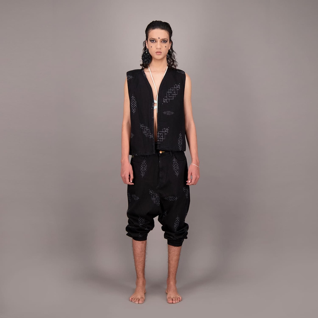 Farmla unisexe matelassé en jeans IMPRIMÉ BERBÈRE HEAVY PRINT AND LASER - Tunis Fashion Week