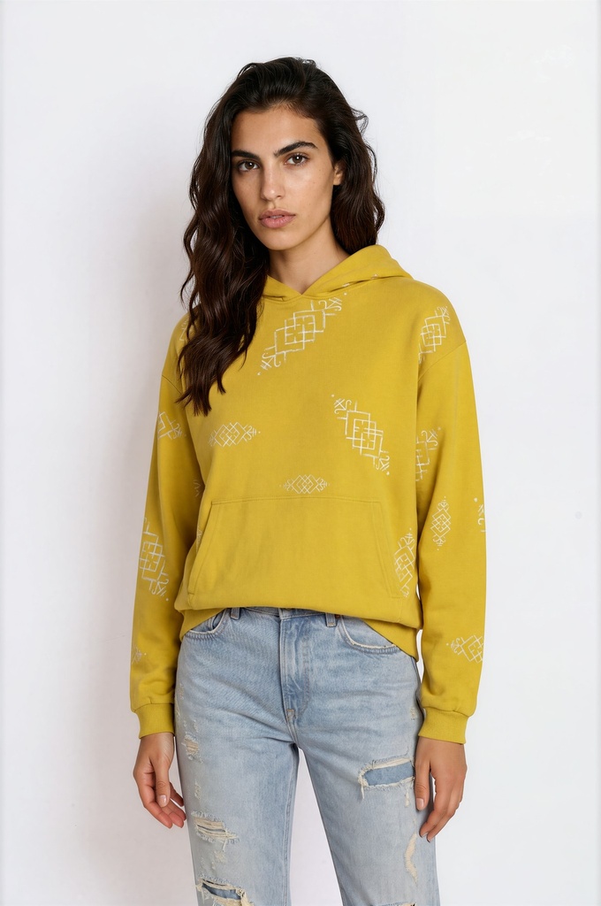 Hoodie oversized unisexe IMPRIMÉ BERBÈRE Heavy Used Effect - Tunis Fashion Week
