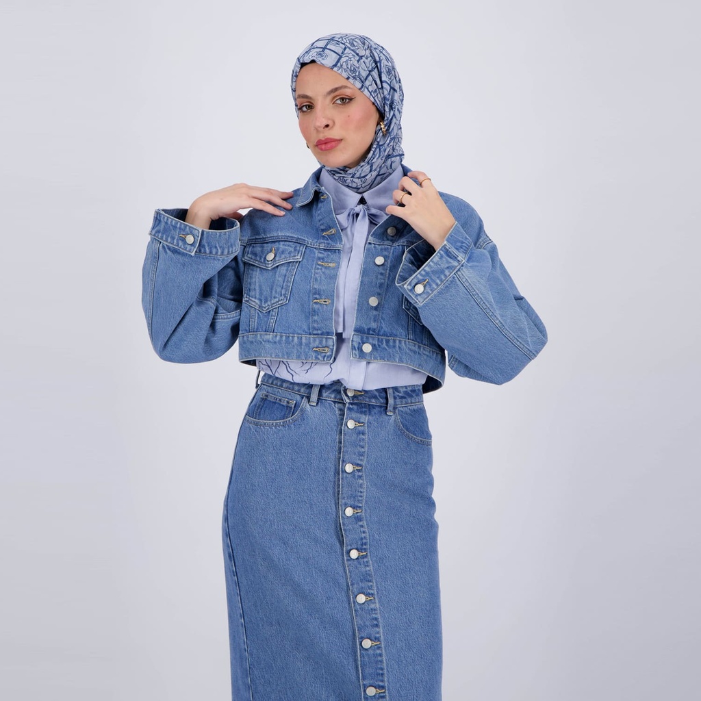 Cropped jacket femme avec manches larges en jeans - KINDA 2.0