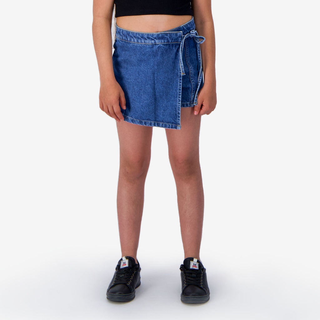 Skort fille avec nœud en jeans
