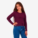 T-shirt côtelé fille manches longues avec noeuds
