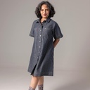 Robe chemise courte femme en jacquard