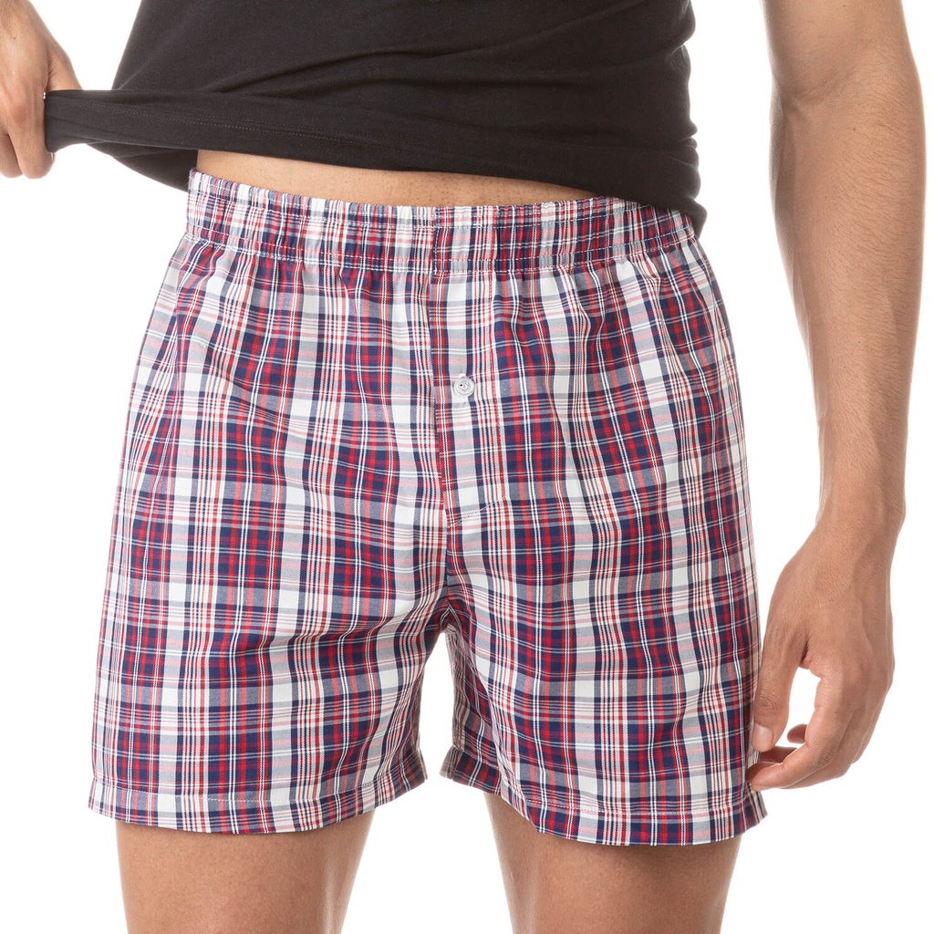 Caleçon chaine & trame homme à carreaux en coton pur