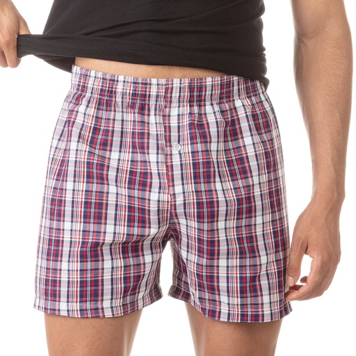 Caleçon chaine & trame homme à carreaux en coton pur