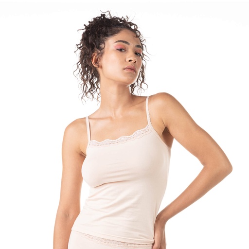 Caraco femme bords dentelle en coton stretch