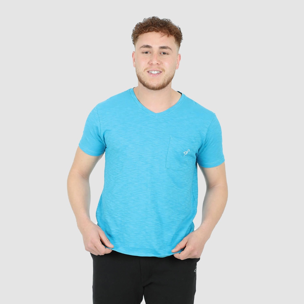 T-shirt flammé homme manches courtes col V avec poche poitrine
