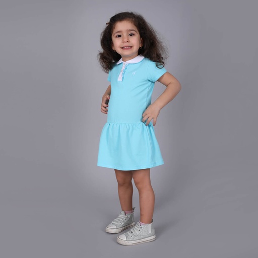 Robe polo bébé manches courtes avec volant et broderie