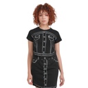 T-shirt crop côtelé femme manches courtes CROQUIS DENIM