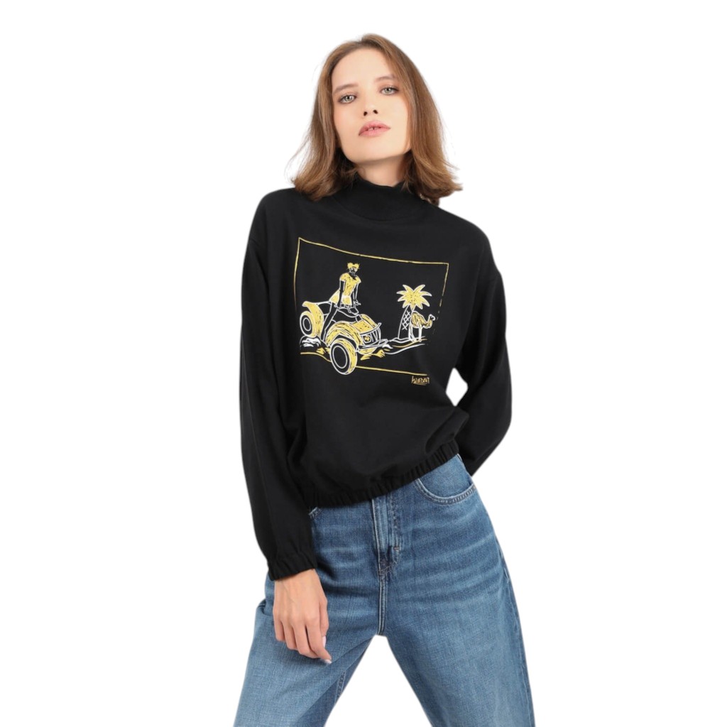 Sweat femme col cheminé QUAD DANS LES DUNES