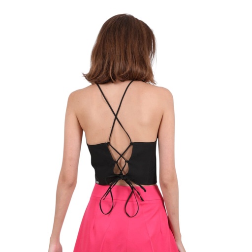 Top femme avec lacets en chaine et trame