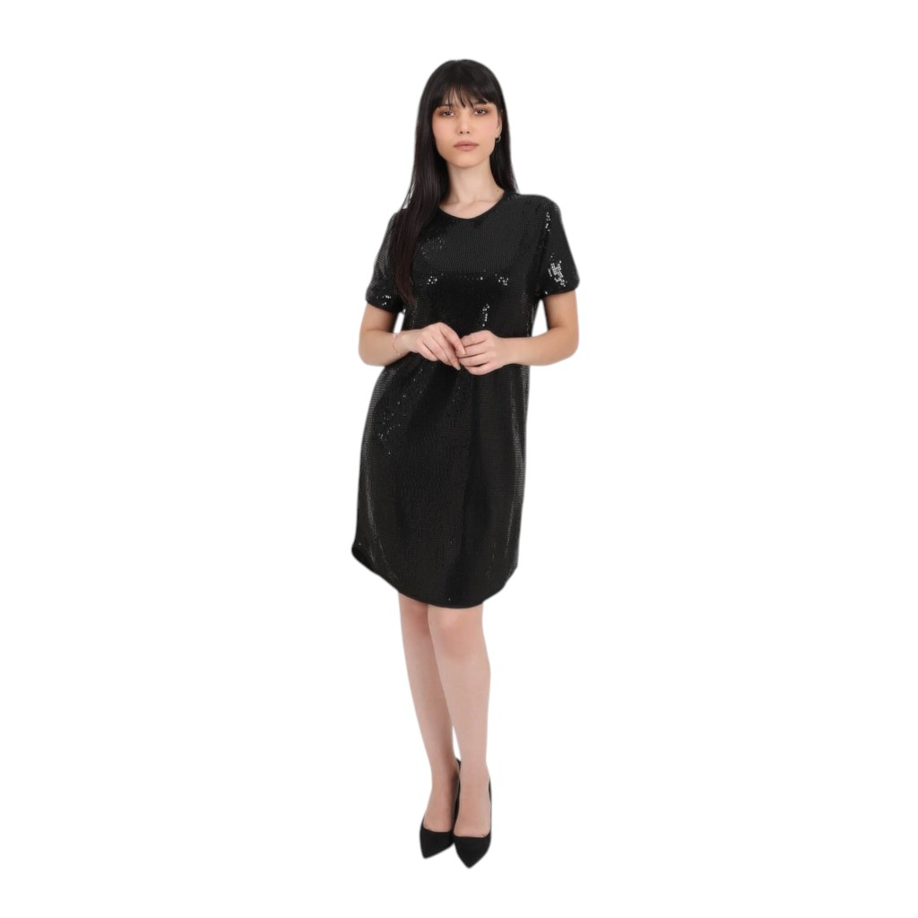 Robe mini en sequin femme manches courte
