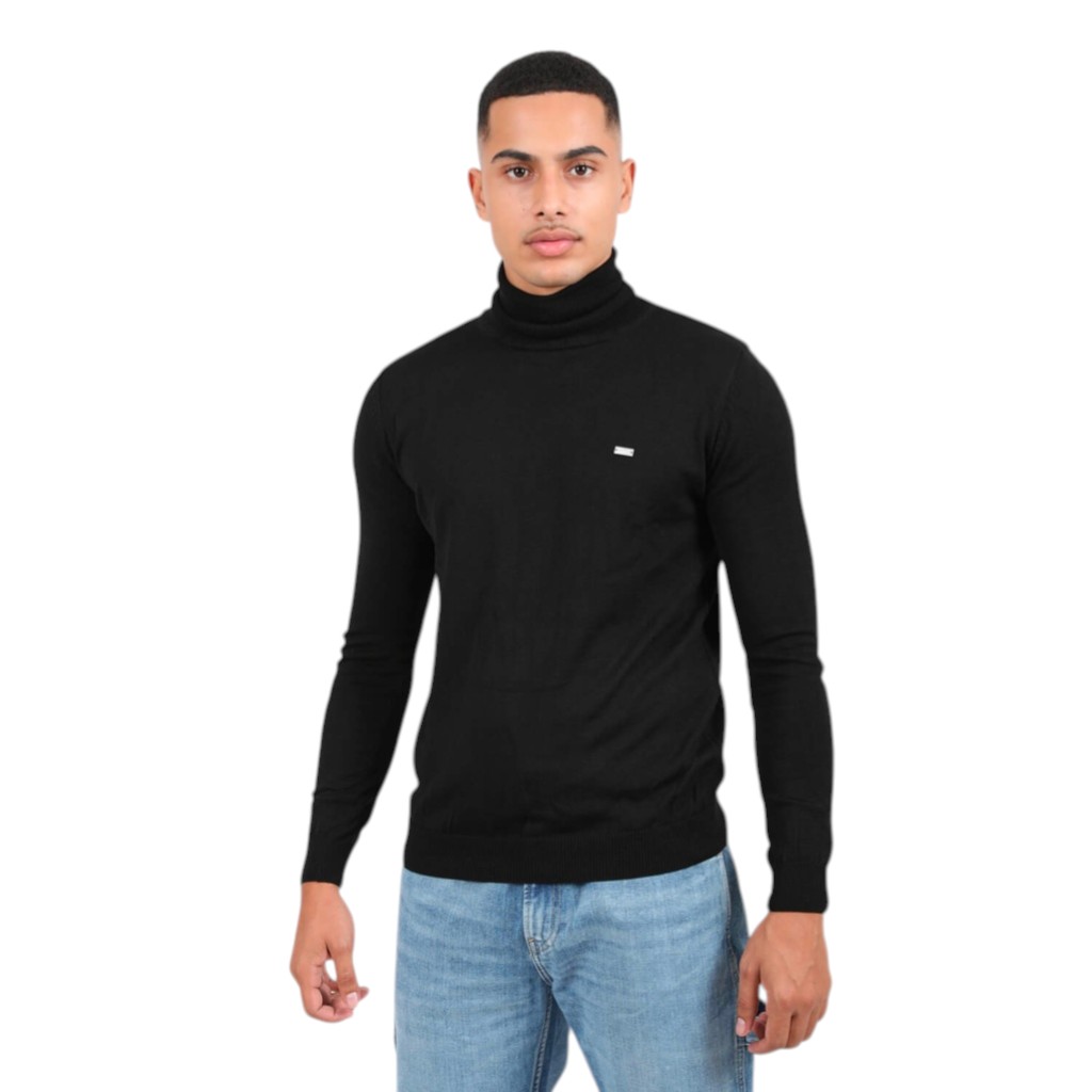 Pull homme col roulé en maille fine