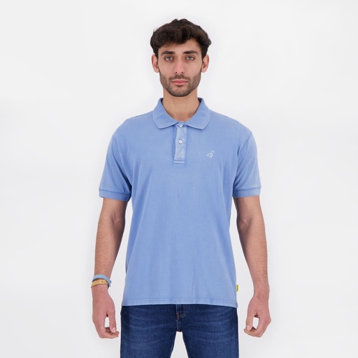 Polo délavé homme manches courtes avec broderie