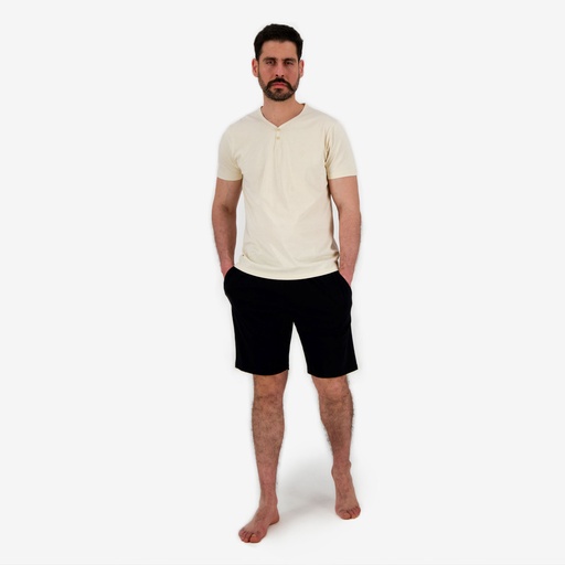Ensemble homme manches courtes col tunisien avec broderie