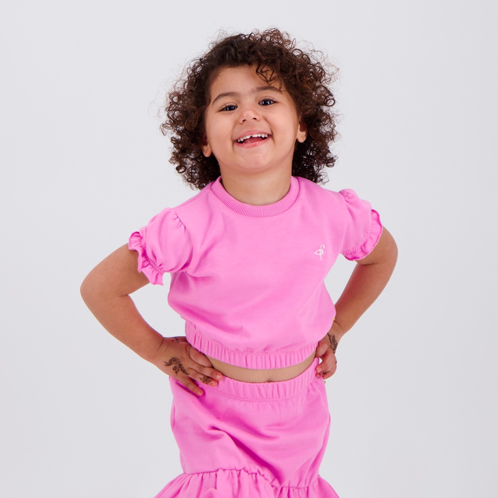 Sweat bébé fille manches courtes bouffantes