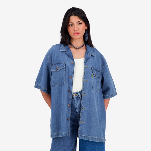 Chemise femme manches courtes en jeans - SHOKRIA