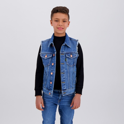 Regular jacket garçon sans manches en jeans