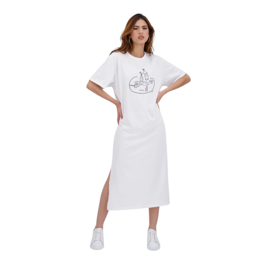 Robe maxi femme manches courtes avec fentes  FTOUR EL SBE7