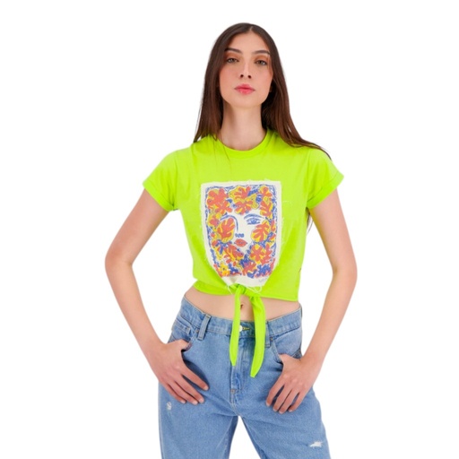 T-shirt sur taille femme manches courtes avec nœud VISAGE