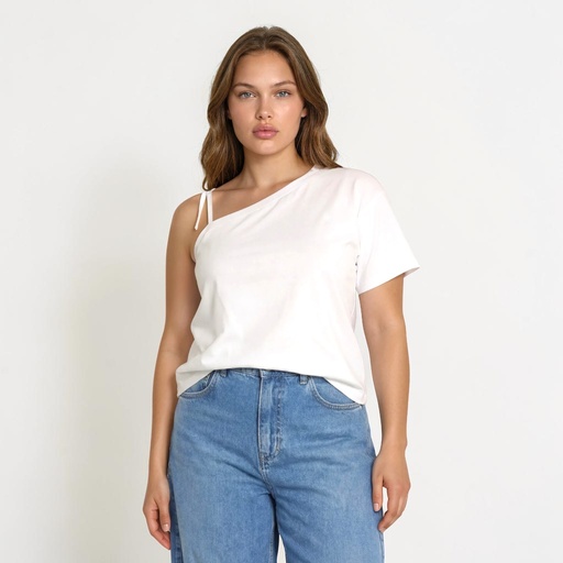 T-shirt femme manches dénudé avec broderie