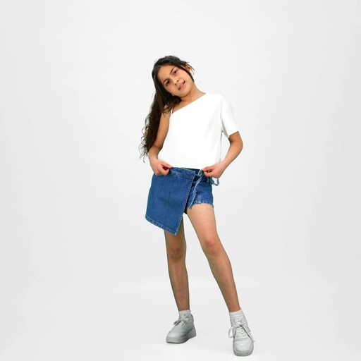 T-shirt fille manche dénudée avec broderie