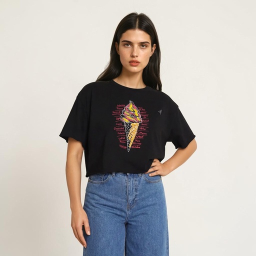 Sweat cropped femme manches courtes GLACE