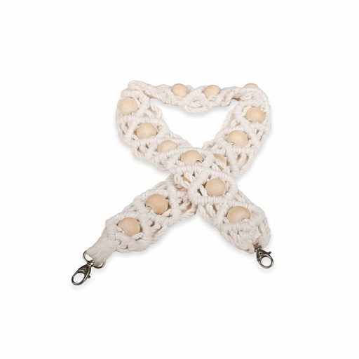[01-010-133-001-K579-U] Bandoulière macramé  avec perles en bois