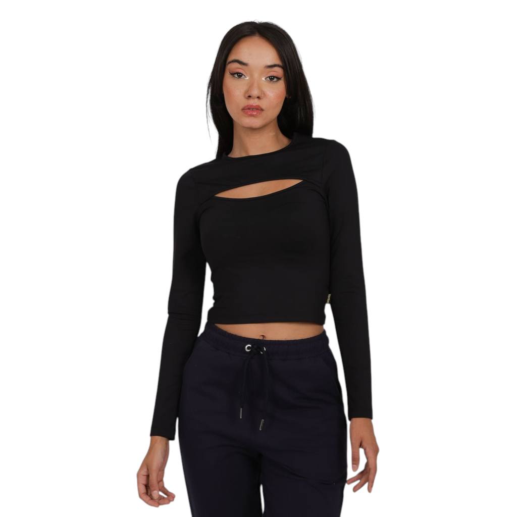 T-shirt femme manches longues avec cut out