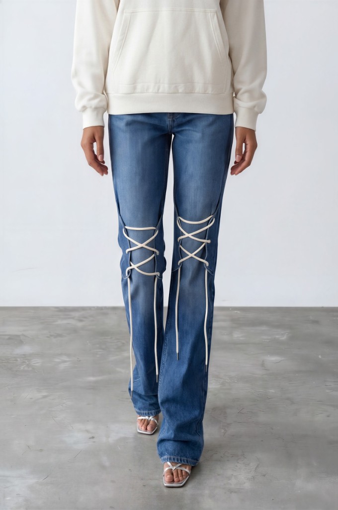 Baggy jeans unisexe avec cordon à lacets Modular - TUNIS FASHION WEEK 2024