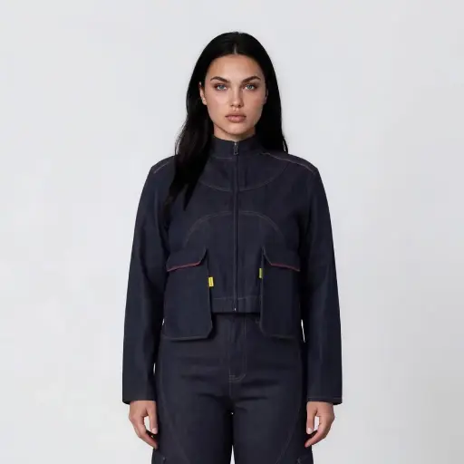 Cropped jacket oversized unisexe  en jeans Selvedge And Raw Look - TUNIS FASHION WEEK 2024