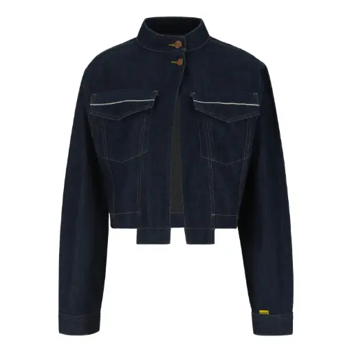Cropped jacket unisexe selvedge avec fermeture décalée en jeans Selvedge And Raw Look - TUNIS FASHION WEEK 2024