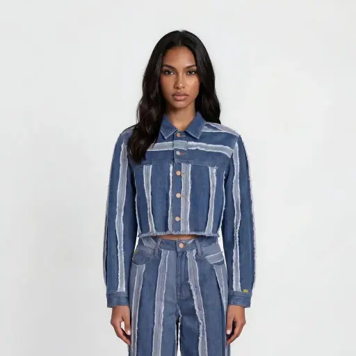 Veste bi-couleurs oversized unisexe en jeans UPCYCLING METHODS - TUNIS FASHION WEEK 2024
