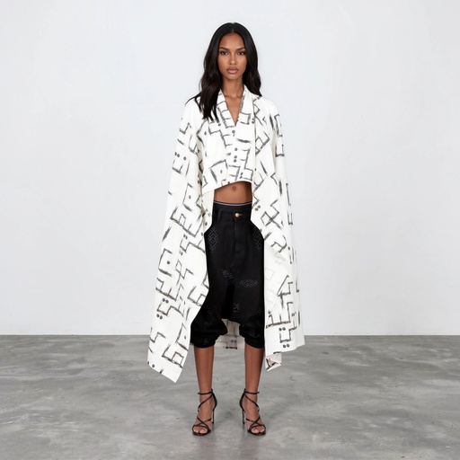 [01-010-135-002-K000-U] Safseri unisexe en jeans IMPRIME  كون كيما انتي  HEAVY PRINT AND LASER - TUNIS FASHION WEEK 2024