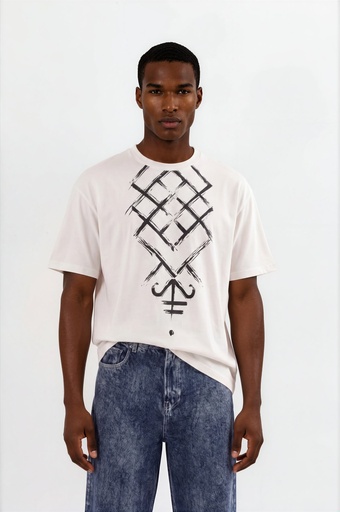 T-shirt oversized unisexe MOTIF BERBERE Heavy Used Effect - TUNIS FASHION WEEK 2024