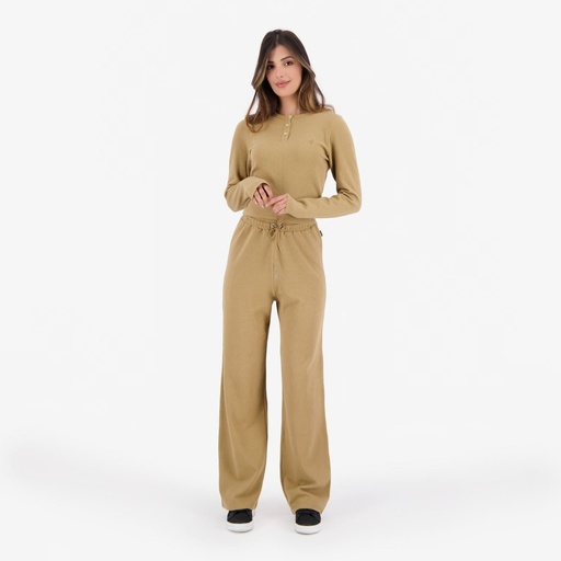 T-shirt côtelé femme manches longues avec patte boutonnage