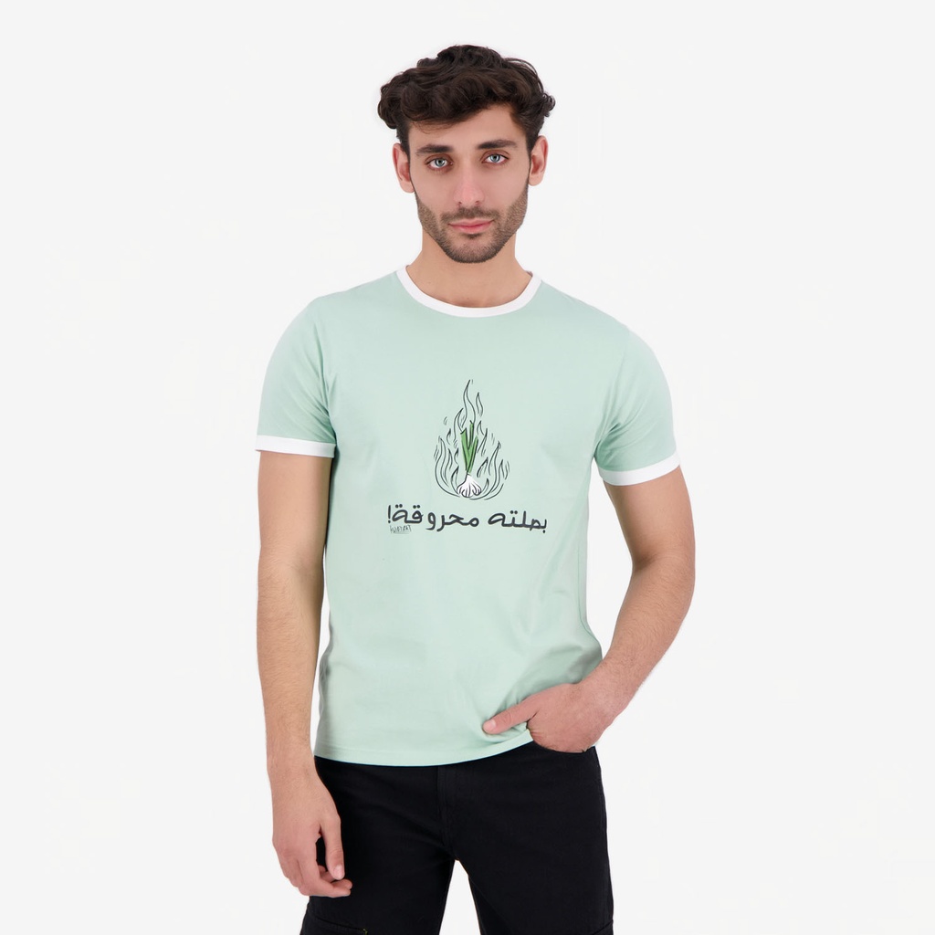 T-shirt homme manches courtes contrastés  بصلتة محروقة